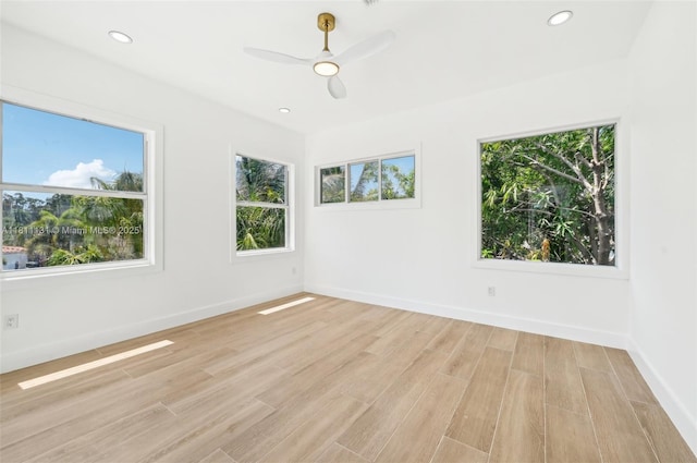 2001 SW 23rd Ave, Fort Lauderdale, FL 33312 - empty room with light wood-type flooring, ceiling fan, baseboards, and recessed lighting
