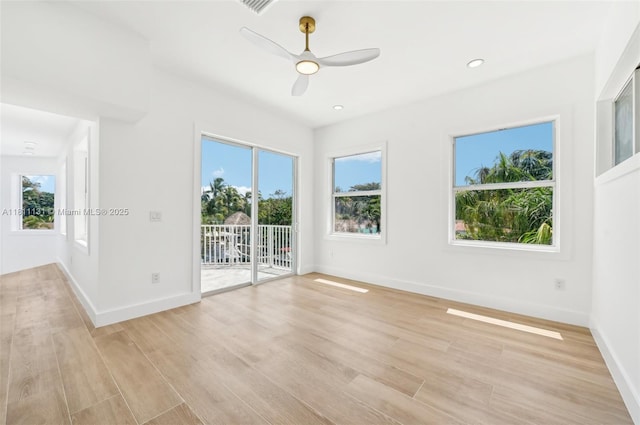 2001 SW 23rd Ave, Fort Lauderdale, FL 33312 - empty room with baseboards, ceiling fan, light wood-type flooring, and recessed lighting