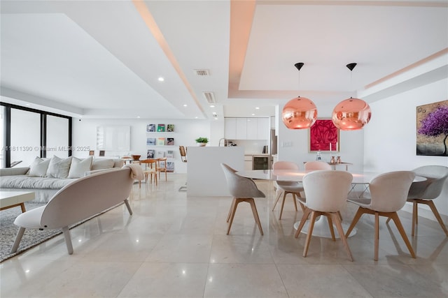 2 Grove Isle Dr Unit B1108, Miami, FL 33133 - dining area with a raised ceiling, light tile patterned floors, and recessed lighting