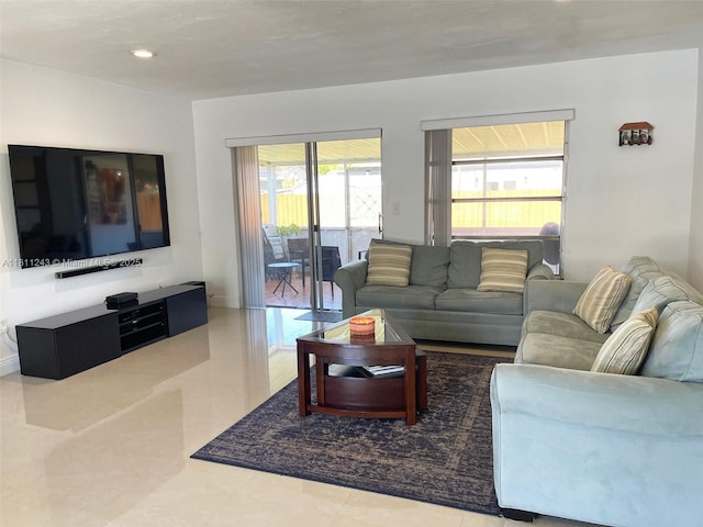 4752 SW 127th Ct, Miami, FL 33175 - tiled living room featuring recessed lighting and baseboards