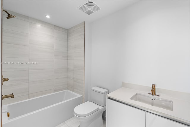 2678 Tigertail Ave Unit 513, Coconut Grove, FL 33133 - bathroom featuring toilet, vanity, tub / shower combination, and recessed lighting