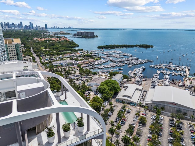 2678 Tigertail Ave Unit 513, Coconut Grove, FL 33133 - drone / aerial view of a nearby body of water, skyline, and numerous boat docks