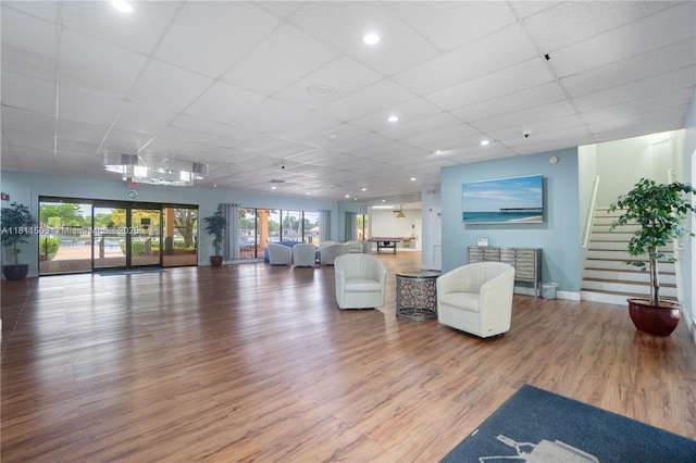 322 Briarwood Cir Unit 1-17, Hollywood, FL 33024 - building lobby with a drop ceiling, stairway, and recessed lighting