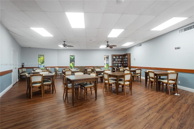 322 Briarwood Cir Unit 1-17, Hollywood, FL 33024 - dining area featuring wood finished floors, ceiling fan, a drop ceiling, and baseboards