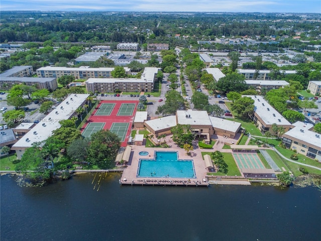 322 Briarwood Cir Unit 1-17, Hollywood, FL 33024 - aerial overview of property's location featuring a pool and a nearby body of water