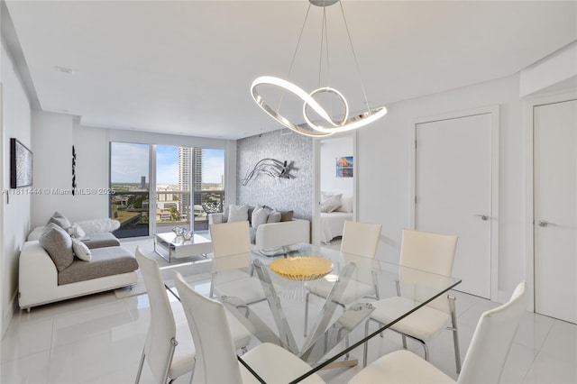 1800 S Ocean Dr Unit 1708, Hallandale Beach, FL 33009 - dining space with a chandelier and light tile patterned flooring