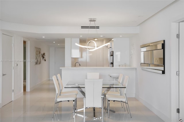 1800 S Ocean Dr Unit 1708, Hallandale Beach, FL 33009 - dining space featuring baseboards, recessed lighting, and light tile patterned floors