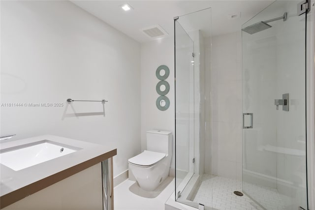 1800 S Ocean Dr Unit 1708, Hallandale Beach, FL 33009 - bathroom featuring toilet, a shower stall, and vanity