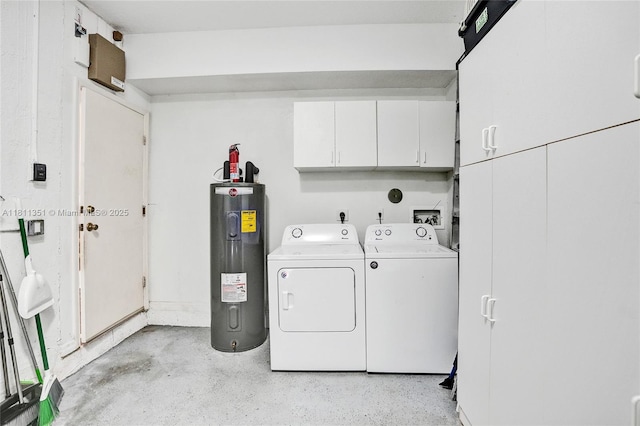 1001 NW 100th Ave, Pembroke Pines, FL 33024 - washroom featuring water heater, cabinet space, and washer and clothes dryer