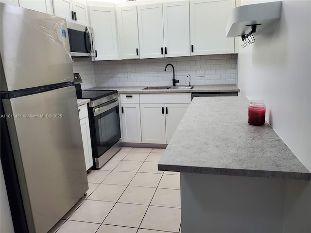 800 SW 131st Ave Unit 113F, Pembroke Pines, FL 33027 - kitchen with appliances with stainless steel finishes, a sink, tasteful backsplash, white cabinets, and light tile patterned floors