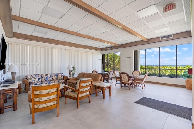 812 N Ocean Blvd Unit 405, Pompano Beach, FL 33062 - living room with beam ceiling