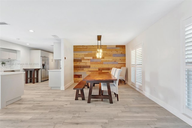 651 E Lake Dasha Dr, Plantation, FL 33324 - dining room with wood walls, recessed lighting, light wood-type flooring, and baseboards