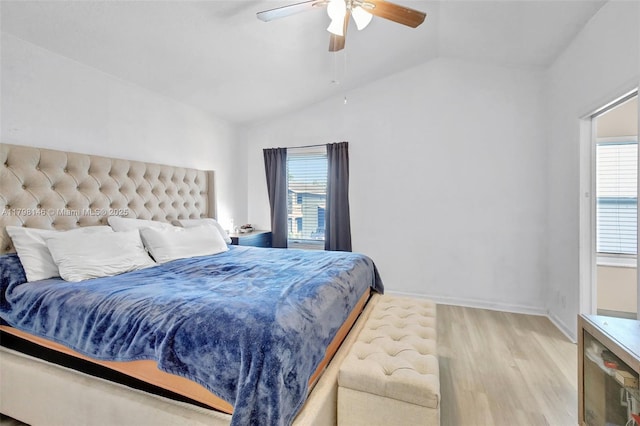 5565 SW 43rd St, Davie, FL 33314 - bedroom with vaulted ceiling, wood finished floors, ceiling fan, and baseboards