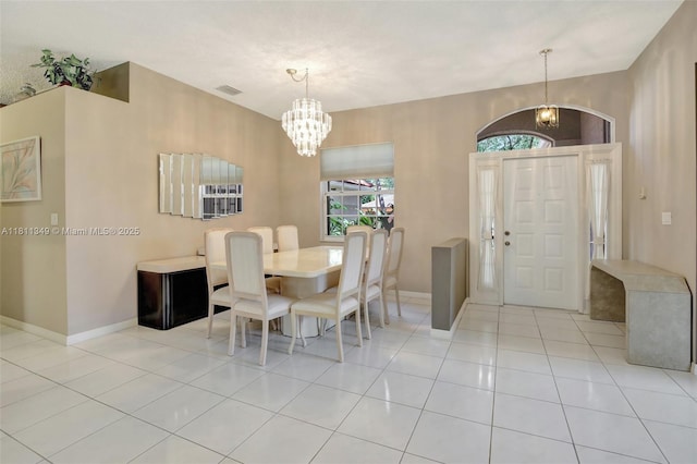 13220 NW 11th Ct, Sunrise, FL 33323 - tiled dining area featuring a chandelier and baseboards