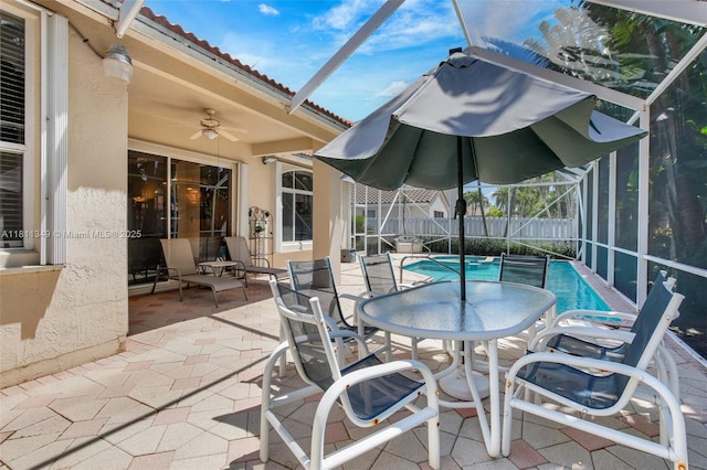 13220 NW 11th Ct, Sunrise, FL 33323 - view of patio featuring a lanai and a ceiling fan