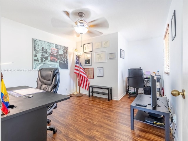 1030 Bamboo Ln, Weston, FL 33327 - office space with wood finished floors, ceiling fan, and baseboards