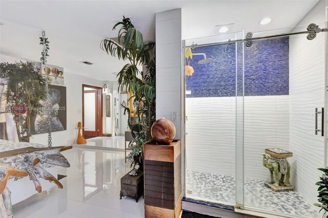 4035 N 110th Ave N, West Palm Beach, FL 33411 - full bathroom with tile patterned flooring, a stall shower, and recessed lighting