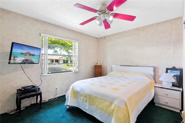 988 NW 110th Ave, Coral Springs, FL 33071 - carpeted bedroom with a textured ceiling and a ceiling fan