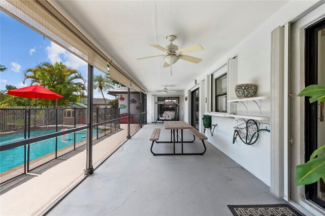988 NW 110th Ave, Coral Springs, FL 33071 - sunroom / solarium featuring a ceiling fan
