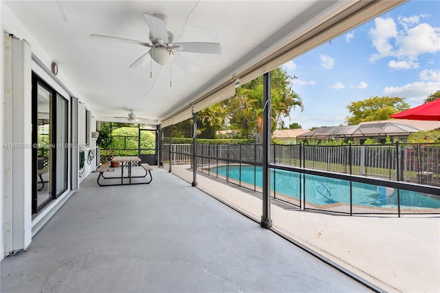 988 NW 110th Ave, Coral Springs, FL 33071 - view of pool featuring a ceiling fan and a patio