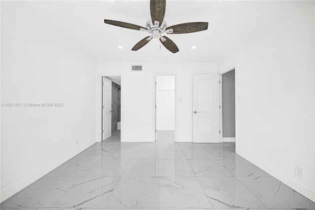 132 S Cypress Rd Unit 518, Pompano Beach, FL 33060 - unfurnished room with marble finish flooring, ceiling fan, and recessed lighting