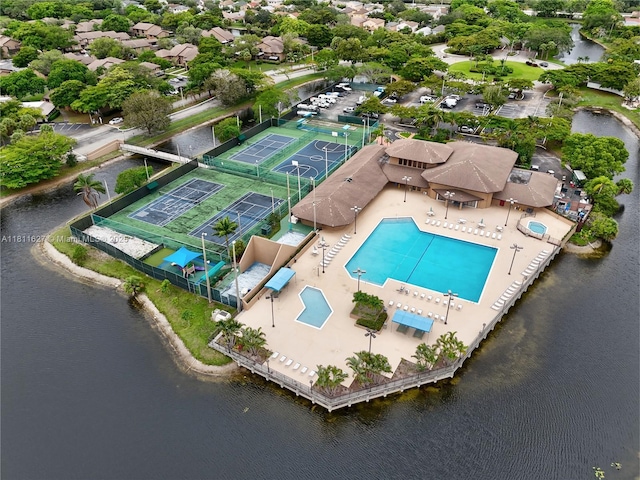 3720 NW 20th St, Coconut Creek, FL 33066 - aerial view of a pool area and a large body of water