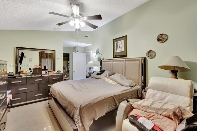 3720 NW 20th St, Coconut Creek, FL 33066 - bedroom with lofted ceiling, a textured ceiling, and ceiling fan