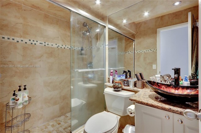 3720 NW 20th St, Coconut Creek, FL 33066 - full bath with vanity, a shower stall, and toilet