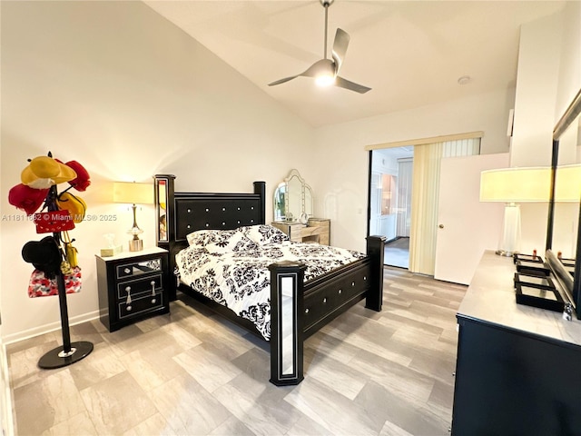 5154 Floria Dr Unit O, Boynton Beach, FL 33437 - bedroom featuring vaulted ceiling and a ceiling fan