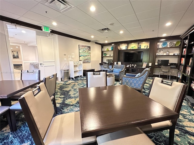 5154 Floria Dr Unit O, Boynton Beach, FL 33437 - carpeted dining area with built in shelves and ornamental molding