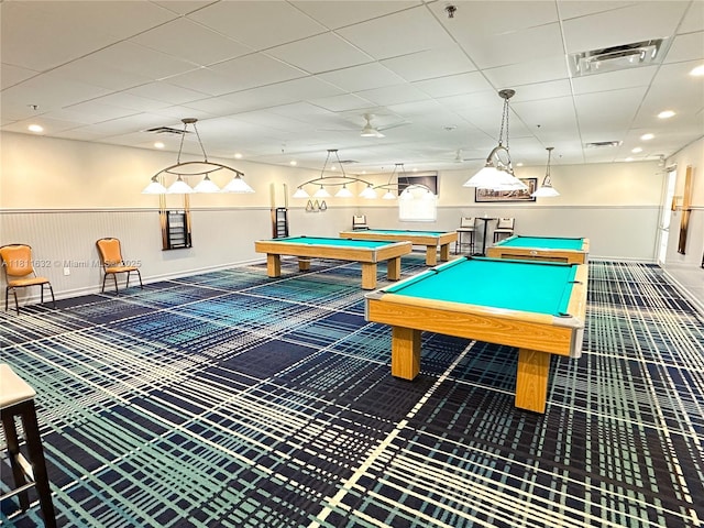 5154 Floria Dr Unit O, Boynton Beach, FL 33437 - game room featuring billiards table, carpet, wainscoting, and baseboards