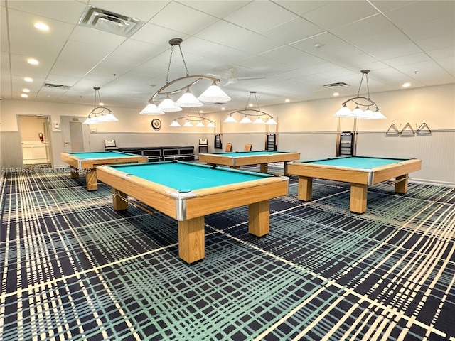 5154 Floria Dr Unit O, Boynton Beach, FL 33437 - recreation room featuring billiards table, carpet flooring, and recessed lighting
