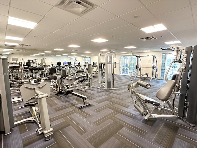 5154 Floria Dr Unit O, Boynton Beach, FL 33437 - workout area with carpet flooring and a drop ceiling