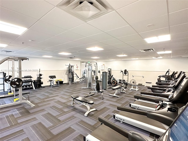 5154 Floria Dr Unit O, Boynton Beach, FL 33437 - gym featuring carpet flooring and a drop ceiling