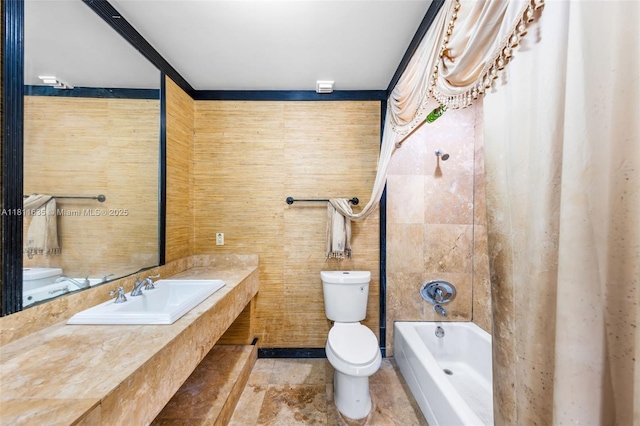 1461 NE 150th St Unit 103, Miami, FL 33161 - bathroom featuring toilet, bathing tub / shower combination, tile walls, and vanity