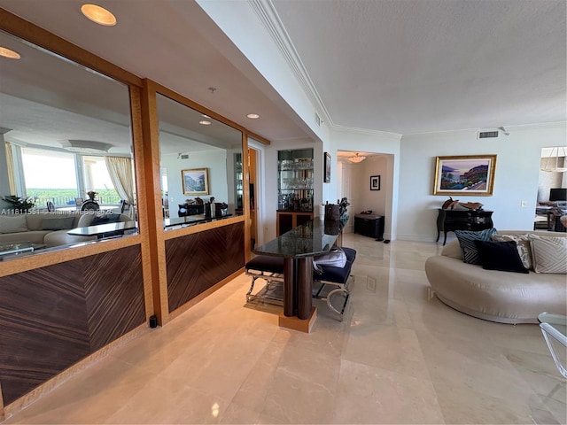 13627 Deering Bay Dr Unit 402, Coral Gables, FL 33158 - living room featuring crown molding