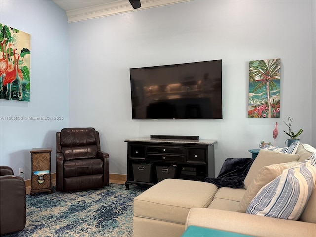 16306 SW 11th St, Pembroke Pines, FL 33027 - living area with crown molding and dark wood-type flooring