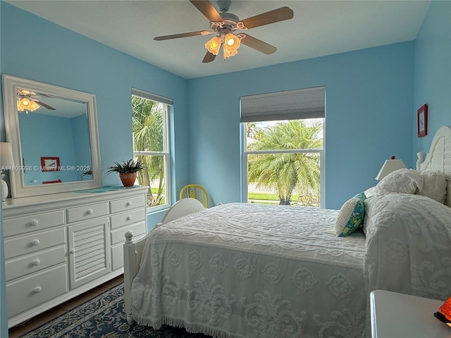 16306 SW 11th St, Pembroke Pines, FL 33027 - bedroom featuring ceiling fan and dark wood-style flooring