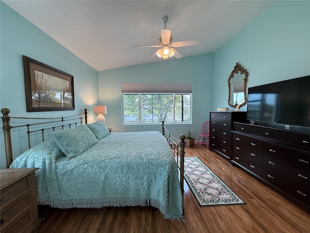 16306 SW 11th St, Pembroke Pines, FL 33027 - bedroom featuring lofted ceiling, wood finished floors, and a ceiling fan