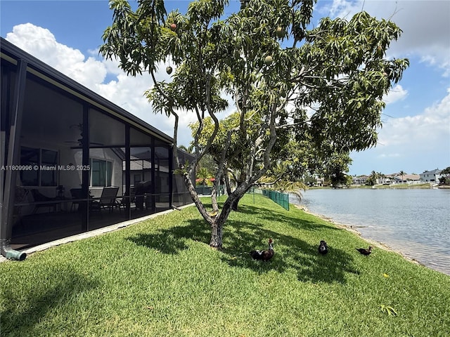 16306 SW 11th St, Pembroke Pines, FL 33027 - view of grassy yard featuring a water view and a ceiling fan