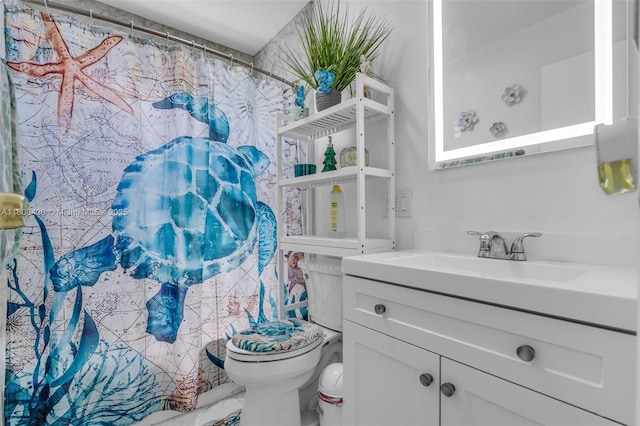 12351 NW 29th Mnr, Sunrise, FL 33323 - bathroom with toilet, vanity, and curtained shower