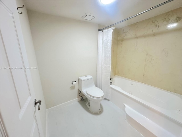 520 Brickell Key Dr Unit A811, Miami, FL 33131 - bathroom featuring toilet, shower / tub combo, and baseboards