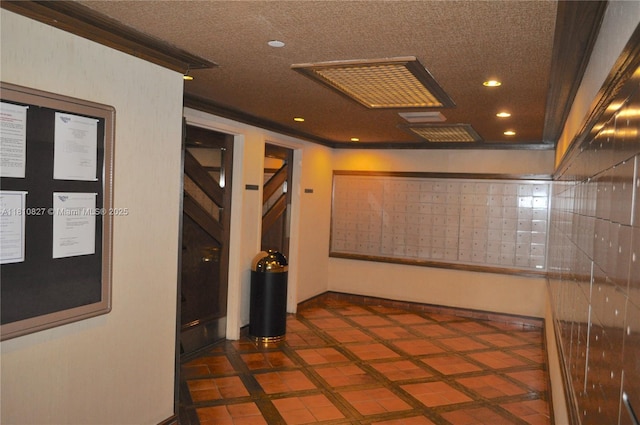 520 Brickell Key Dr Unit A811, Miami, FL 33131 - view of community featuring mail area, recessed lighting, a textured ceiling, and ornamental molding