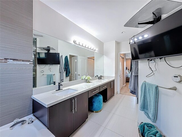 21241 SW 88th Pl, Cutler Bay, FL 33189 - full bath featuring double vanity, tile patterned floors, and ensuite bathroom