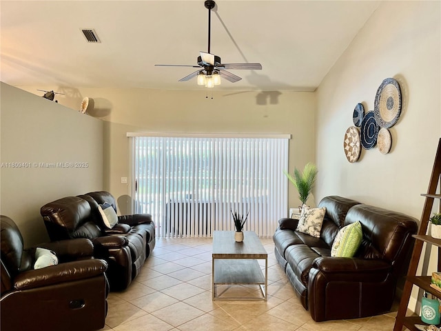20390 NW 2nd St, Pembroke Pines, FL 33029 - living area featuring ceiling fan and light tile patterned floors