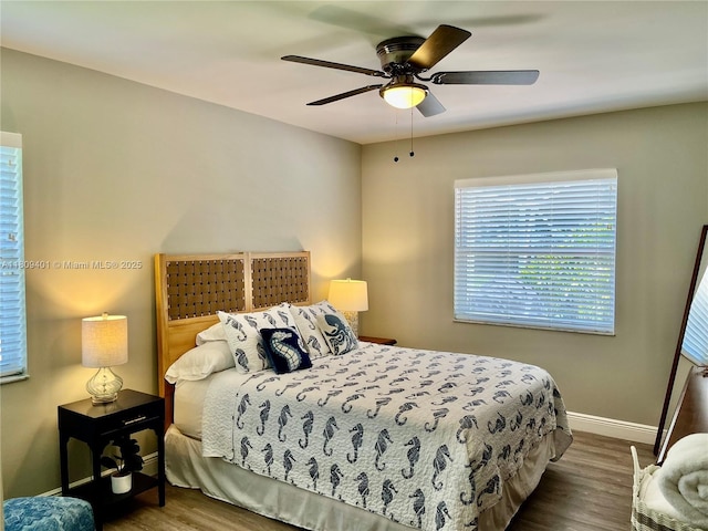 20390 NW 2nd St, Pembroke Pines, FL 33029 - bedroom with wood finished floors, baseboards, and a ceiling fan