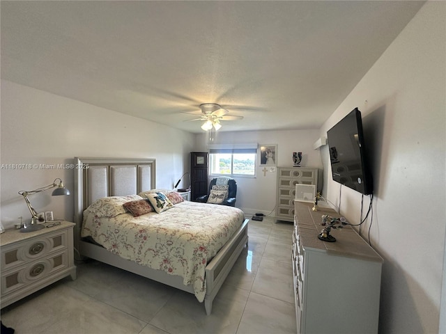 13700 SW 14th St Unit 412D, Pembroke Pines, FL 33027 - bedroom featuring a ceiling fan and light tile patterned floors