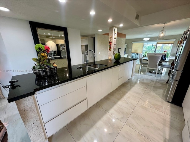 13700 SW 14th St Unit 412D, Pembroke Pines, FL 33027 - bathroom featuring recessed lighting and marble finish flooring
