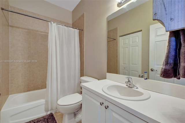 3721 NE 4th Unit 4Th, Homestead, FL 33033 - full bath with toilet, vanity, shower / bathtub combination with curtain, and tile patterned flooring