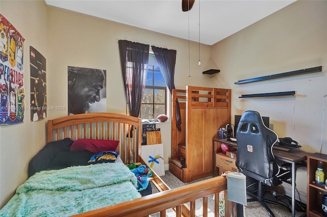 3721 NE 4th Unit 4Th, Homestead, FL 33033 - carpeted bedroom with an office area and a ceiling fan